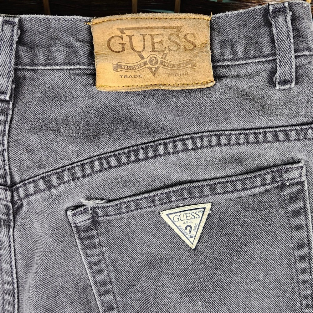 VTG Guess Jeans Mens 36 Faded Black Relaxed Tapered 2 Button Denim USA 90s 39075 - Picture 9 of 11